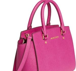 Michael Kors Medium Selma Satchel Saffiano Leather Fuchsia